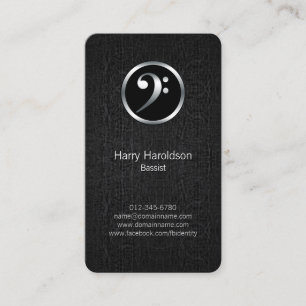 Bassist Bass Clef Icon Black Grunge Business Card Visitenkarte