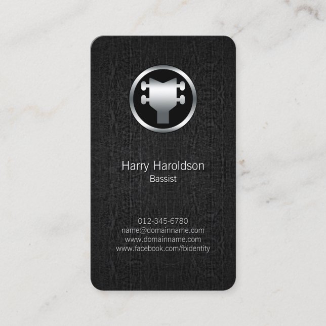Bassist Bass Headstock Black Grunge Business Card Visitenkarte (Vorderseite)