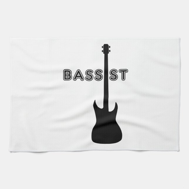 Bassist Silhouette Geschirrtuch (Horizontal)