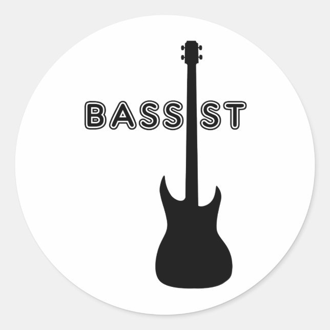 Bassist Silhouette Runder Aufkleber (Vorderseite)