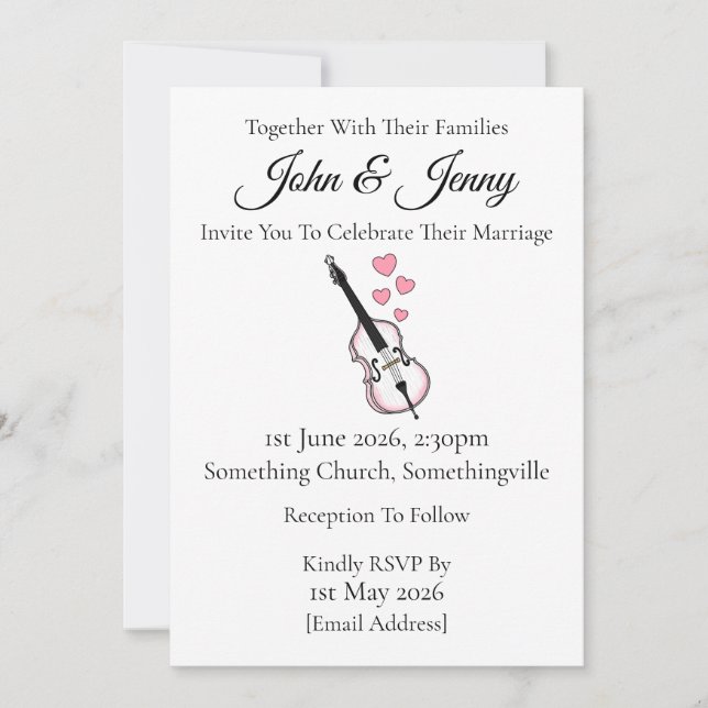 Bassisten-Musiker für Hochzeitsfeiern Einladung (Vorderseite)