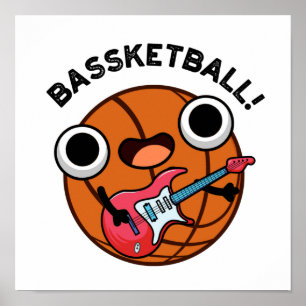 Bassketball Funny Basketball Music Pub Poster