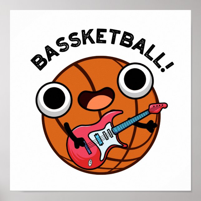 Bassketball Funny Basketball Music Pub Poster (Vorne)