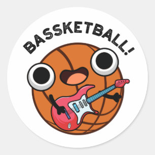 Bassketball Funny Basketball Music Pub Runder Aufkleber