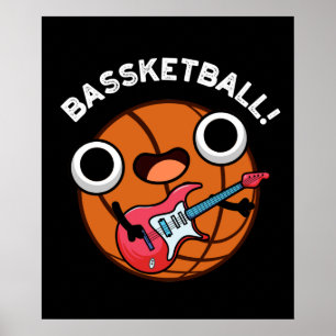 Bassketball Funny Basketball Music Puff Dark BG Poster