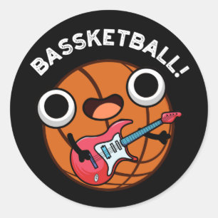 Bassketball Funny Basketball Music Puff Dark BG Runder Aufkleber