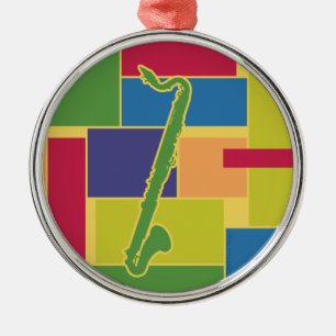Bassklarinette Colorblocks Verzierung Silbernes Ornament