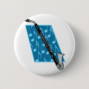 Bassklarinette mit blauem Hintergrund und Button