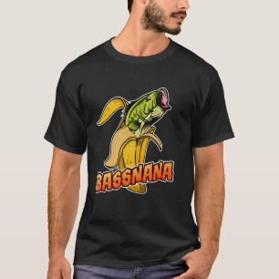 Bassnana Funny Fish Bass and Banana Mashup Design T-Shirt