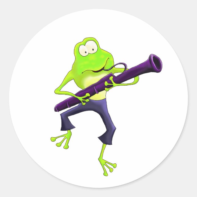 Bassoon Frog Runder Aufkleber (Vorderseite)