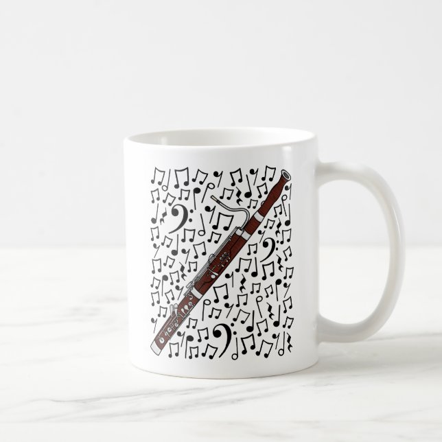Bassoon mit Musical Notes, Woodwind Musiker Kaffeetasse (Rechts)