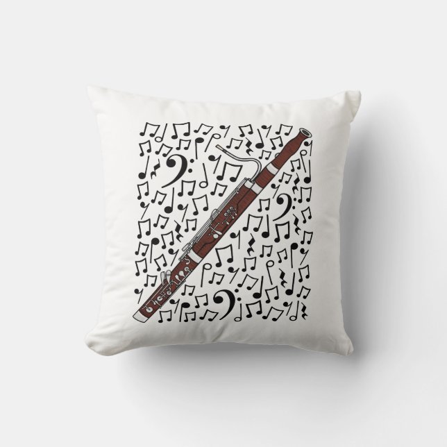 Bassoon Musical Notes Bassoonist Music Teacher Kissen (Vorderseite)