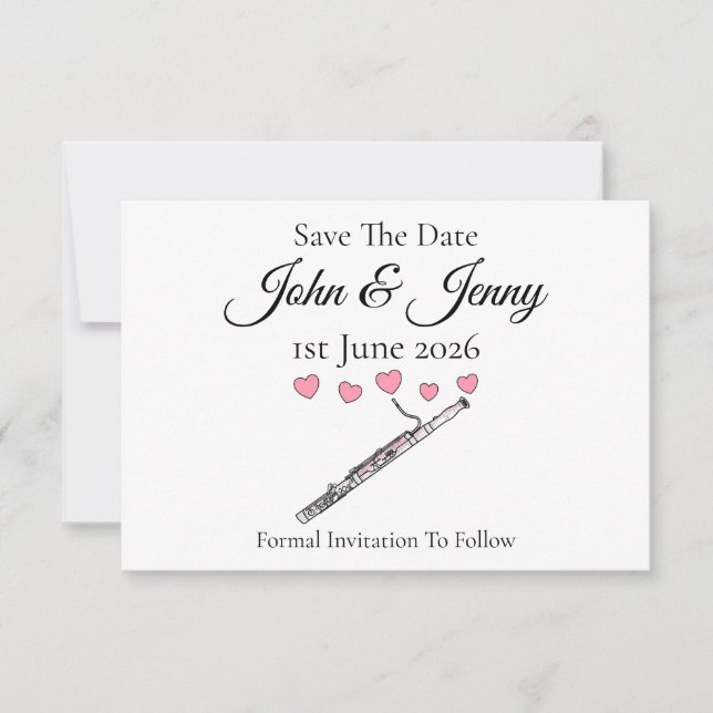 Bassoon Musician Wedding speichern das Datum (Vorderseite)