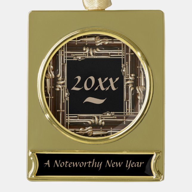 Bassoon-Rahmen-kundenspezifisches bemerkenswertes Banner-Ornament Gold (Vorderseite)