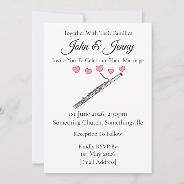 Bassoon Wedding Einladung Bassoonist Musicians (Vorderseite)