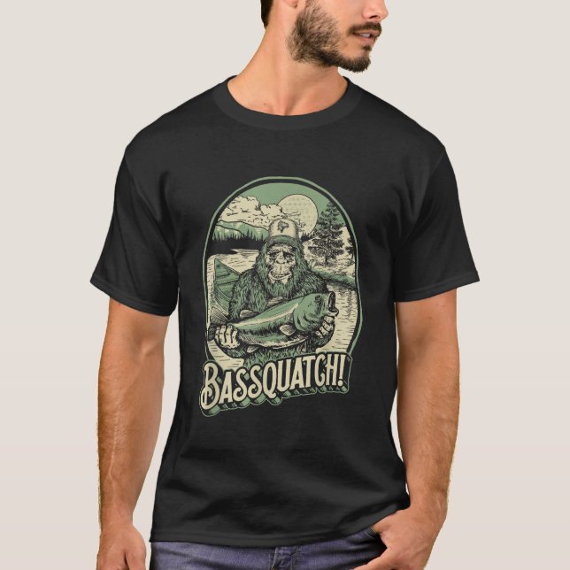 Bassquatch Bass Fisherman Sasquatch Funny Bigfoot T-Shirt (Vorderseite)