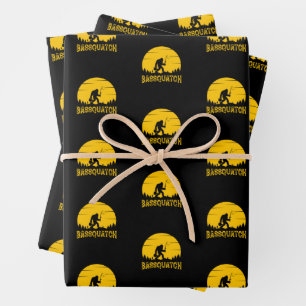 Bassquatch Bigfoot Sasquatch Vollmond Rutenangeln  Geschenkpapier Set