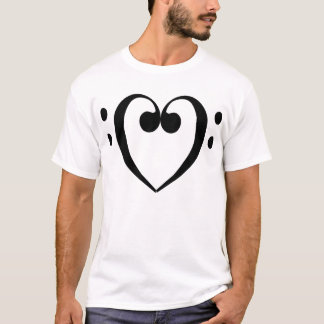 Bassschlüssel-Herz-(schwarzer) T - Shirt