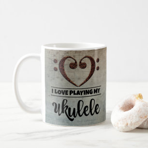 Bassschlüssel-Herz Vintage-Notenblatt Ukulele Kaffeetasse