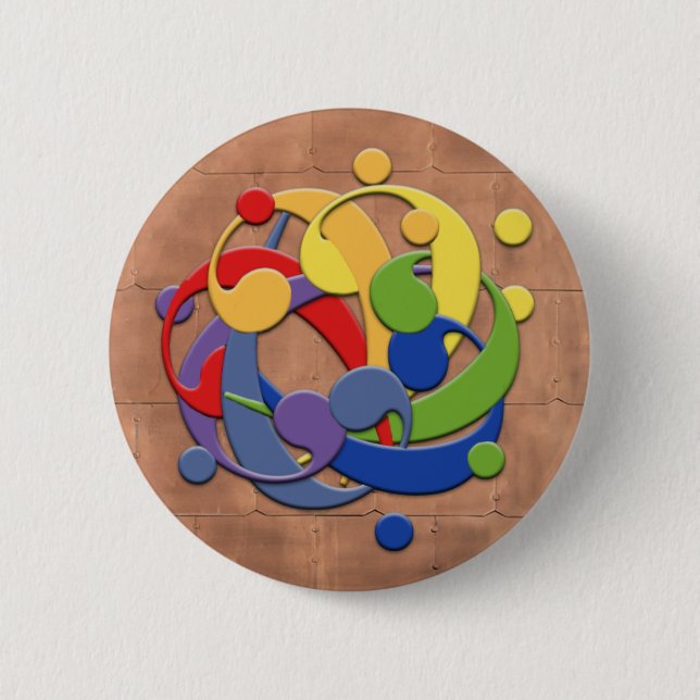 Bassschlüssel-Regenbogen-Ball-Puzzlespiel Button (Vorderseite)