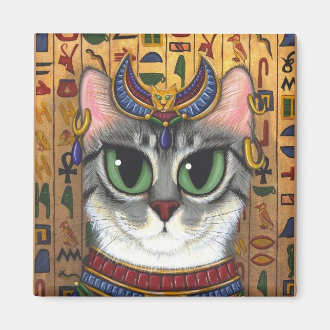 Bast Goddess, Ägyptisch Bastet Cat Art Magnet (Vorne)