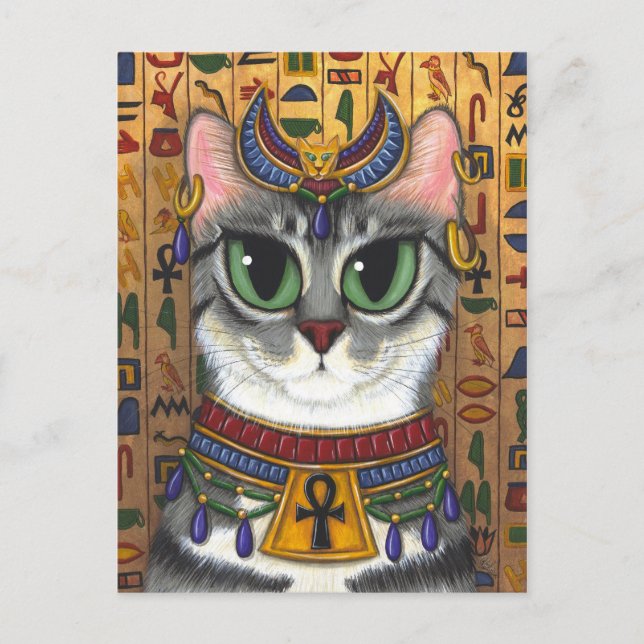 Bast-Göttin-Ägypter Bastet Katzen-Kunst-Postkarte Postkarte (Vorderseite)