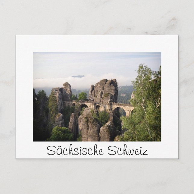 Bastei Bridge in Sächsische Schweiz weiße Postkart Postkarte (Vorderseite)