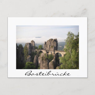 Bastei-Brücke (Basteibrücke), weiße Postkarte