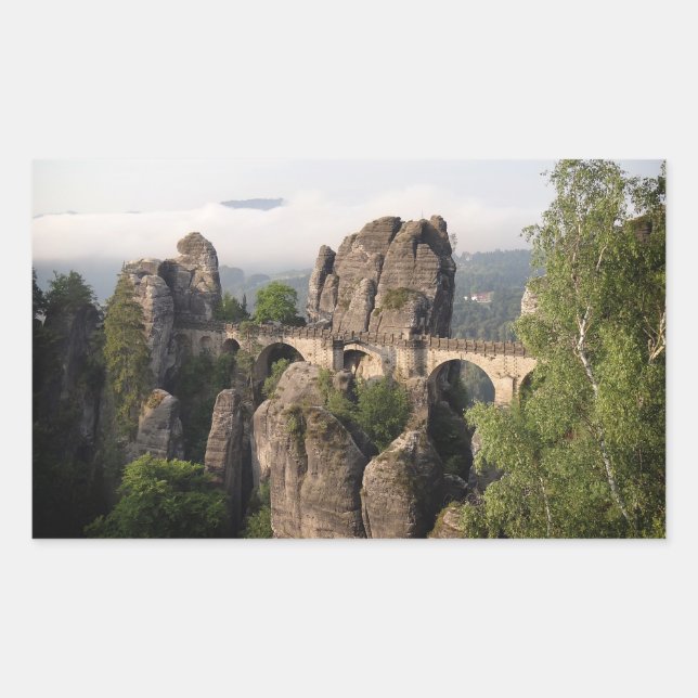 Bastei-Brücke in Deutschland Rechteck-Aufkleber Rechteckiger Aufkleber (Vorderseite)