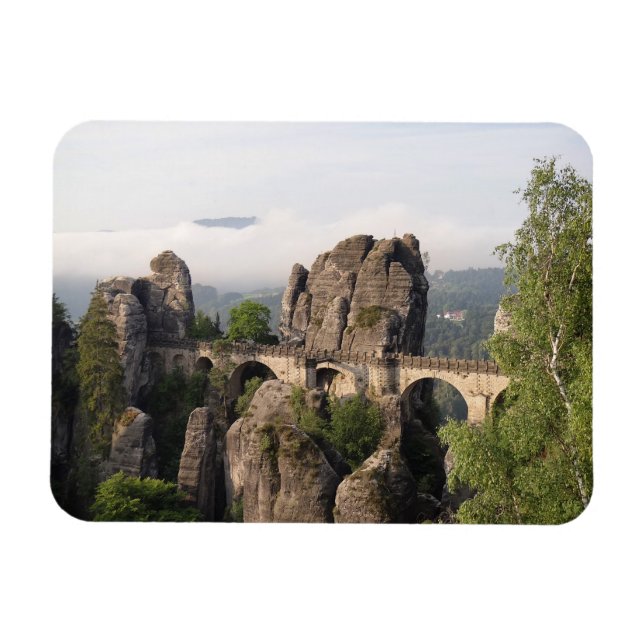 Bastei-Brücke in Deutschland rechteckiger Magnet (Horizontal)