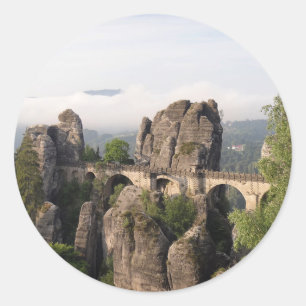 Bastei Brücke in rundem Aufkleber Deutschlands
