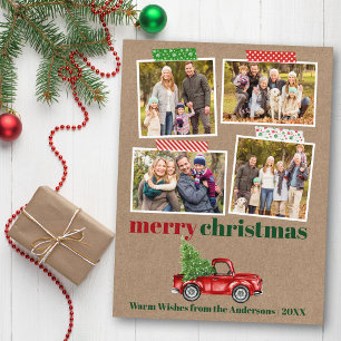 Bastelband Rotes Lastwagen Weihnachten Kraft Foto Postkarte