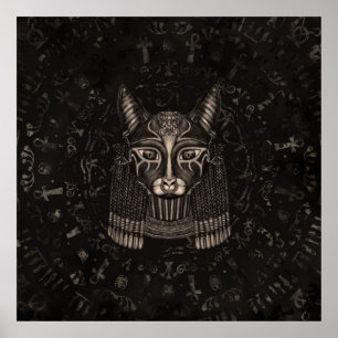 Bastet Ägyptische Göttin - Sepia Poster