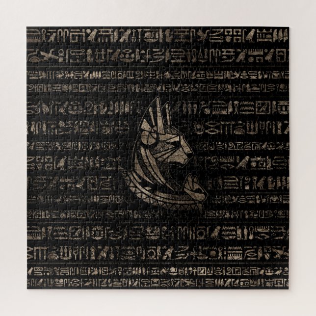 Bastet Ägyptische Göttin - Vintages Gold auf schwa Puzzle (Vertikal)