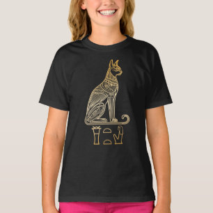Bastet, ägyptische Katzen-Göttin. Name in Hierogly T-Shirt