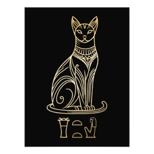 Bastet, ägyptische Katzengöttin. Name in Hieroglyp Fotodruck