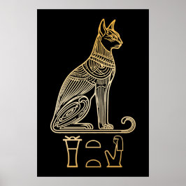Bastet, ägyptische Katzengöttin. Name in Hieroglyp Poster