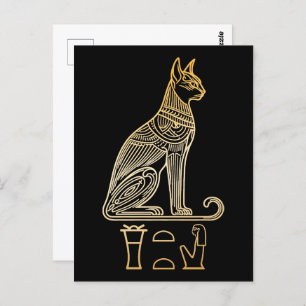 Bastet, ägyptische Katzengöttin. Name in Hieroglyp Postkarte