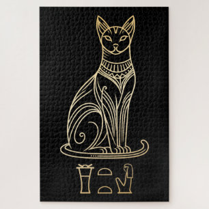 Bastet, ägyptische Katzengöttin. Name in Hieroglyp Puzzle