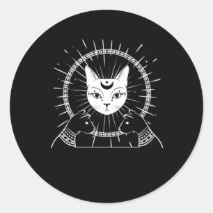 Bastet Ancient Egypt Cat Crescent Goth Moon Runder Aufkleber