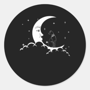 Bastet Ancient Egypt Cat Goth Moon Crescent Runder Aufkleber