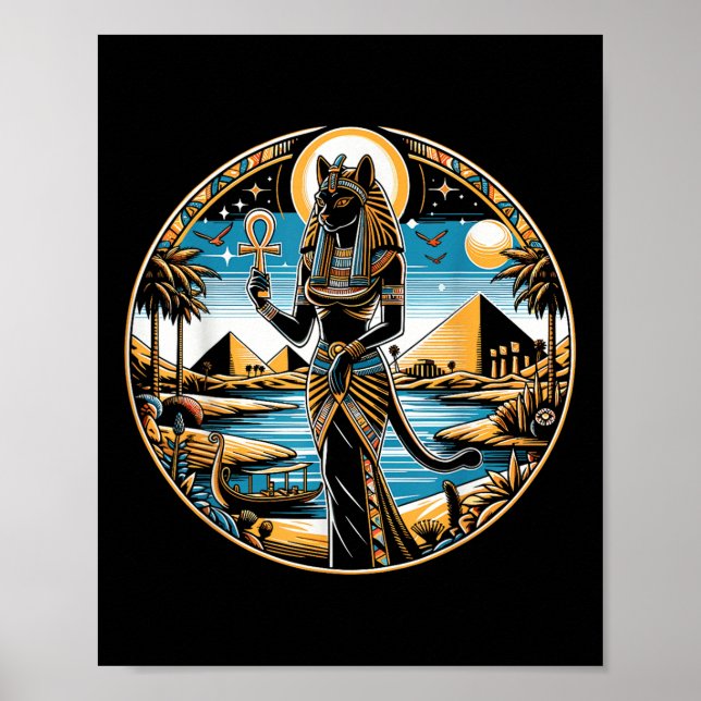 Bastet Cat Goddess Ancient Ägyptischer Mytholog Poster (Vorne)