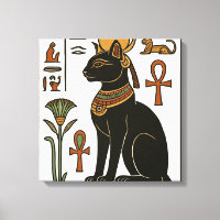 Bastet Cat Goddess Hieroglyphische Leinwand