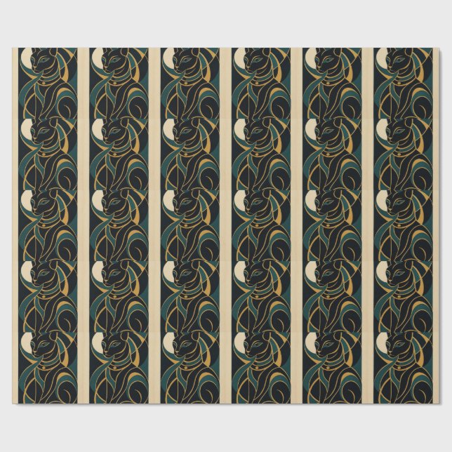 Bastet Cat Goddess Wrapping Paper Geschenkpapier (Flach)