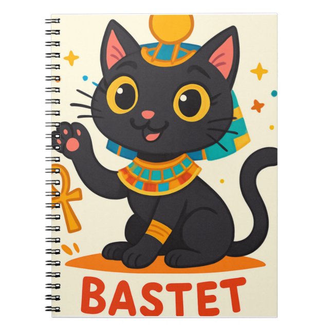 Bastet Egypdess Spiral - Whimsical Feline Notizblock (Vorderseite)