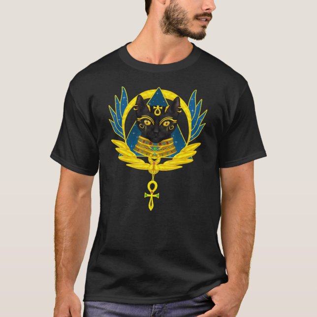 Bastet Goddess von Katzen schwarz Ägyptisch Ankh B T-Shirt (Vorderseite)