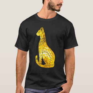 Bastet-Katze Ägyptischer Goldener Polygon-Hierogly T-Shirt