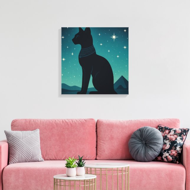 Bastet Leinwand Starry Egyptian Cat Art (Insitu (Wohnzimmer))