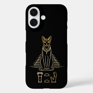 Bastet mit Namen in Hieroglyphen und Ägypten Pyram iPhone 16 Hülle
