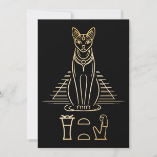 Bastet mit Namen in Hieroglyphen und Ägypten Pyram Dankeskarte